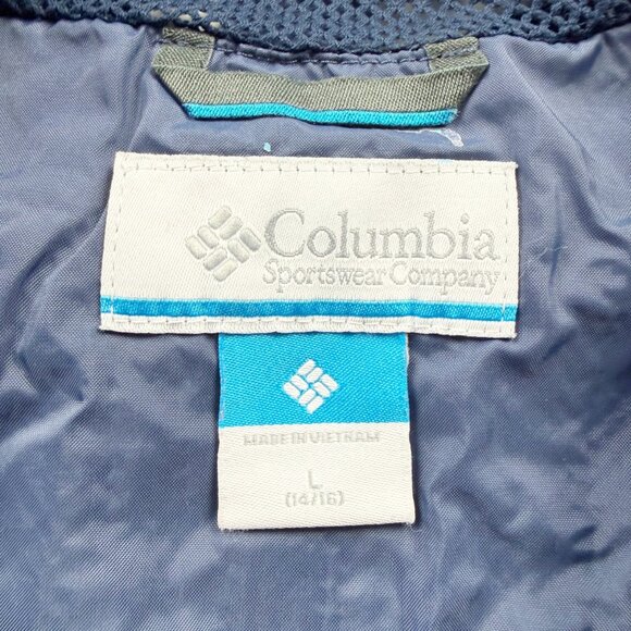 Columbia Kids Rain Jacket Hooded Nylon Waterproof Windbreaker Coat L 14-16 - Picture 2 of 5